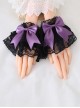Versatile Deep Color Satin Ribbon Bowknot Black Lace Gothic Lolita Sleeves Gloves Wrist Strap