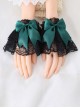 Versatile Deep Color Satin Ribbon Bowknot Black Lace Gothic Lolita Sleeves Gloves Wrist Strap