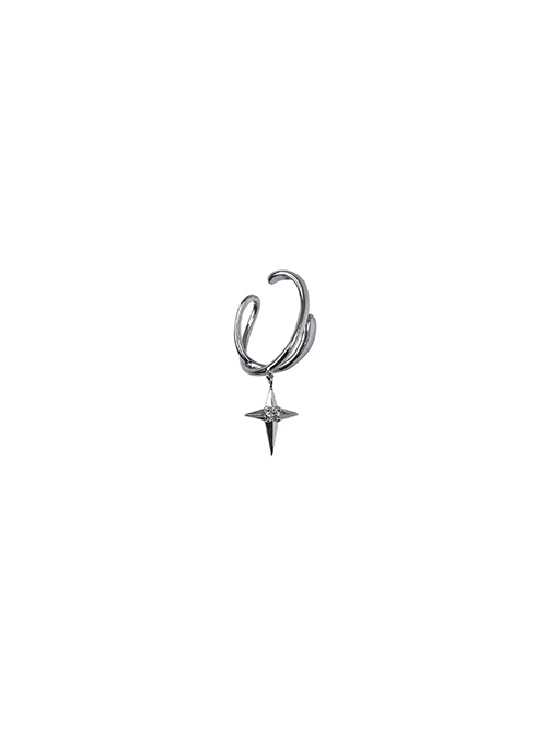 Liquid Metal Feel Cross Small Diamond Pendant No Ear Piercing Hanging Earring Punk Accessory Ear Clip