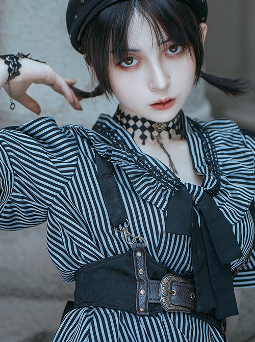 Vintage Versatile Gothic Punk Sweet Cool Black Brown Leather Bowknot Belt Cross Straps Waistcoat