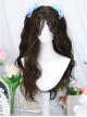 Daily Versatile Dark Brown Mid Split Sheep Curl Fluffy Long Hair Sweet Lolita Full Head Wig