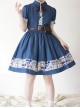 Paw Patrol Series Sweet Daily Cute Vintage Denim Cartoon Puppy Print College Style School Lolita Puff Sleeves Dress