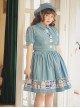 Paw Patrol Series Sweet Daily Cute Vintage Denim Cartoon Puppy Print College Style School Lolita Puff Sleeves Dress
