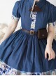 Paw Patrol Series Sweet Daily Cute Vintage Denim Cartoon Puppy Print College Style School Lolita Puff Sleeves Dress