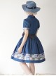 Paw Patrol Series Sweet Daily Cute Vintage Denim Cartoon Puppy Print College Style School Lolita Puff Sleeves Dress