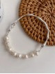Silver Exquisite Stylish Simplicity Urban Beauty Asymmetric Electroplated Alloy Twig Pearl Chain Classic Lolita Bracelet