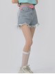Hottie Summer Versatile Daily Light Blue High Waist Summer Kawaii Fashion Ripped Denim Short Hot Pants