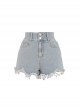 Hottie Summer Versatile Daily Light Blue High Waist Summer Kawaii Fashion Ripped Denim Short Hot Pants
