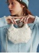 Girls Casual Magnetic Buckle Biscuit Adzuki Beans Soft Cute Casual Portable Kawaii Fashion Crossbody Bag