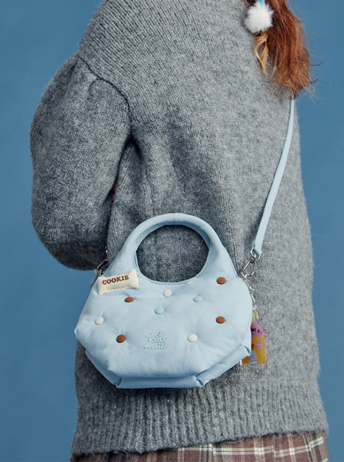 Girls Casual Magnetic Buckle Biscuit Adzuki Beans Soft Cute Casual Portable Kawaii Fashion Crossbody Bag