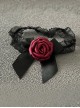 Handmade Subculture Bowknot Black Lace Red Rose Gothic Lolita Thigh Circle Accessory Leg Rings