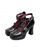 Cemetery Cake Series Subculture Y2K Embroidery Patent Leather Black Platform High Heel Mary Jane Shoes