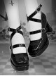 Cemetery Cake Series Subculture Y2K Embroidery Patent Leather Black Platform High Heel Mary Jane Shoes