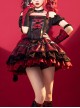 Shibuya Kitty Series Black Red Plaid Ribbon Bowknot Idol Subculture Y2K Bare Shoulders Punk Lolita Dress