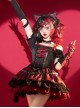 Shibuya Kitty Series Black Red Plaid Ribbon Bowknot Idol Subculture Y2K Bare Shoulders Punk Lolita Dress