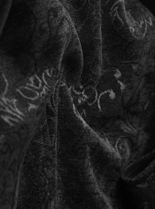 Gothic Style Exquisite Jacquard Fabric Retro Buttons Adjustable Buckle On The Back Black Men's Vest