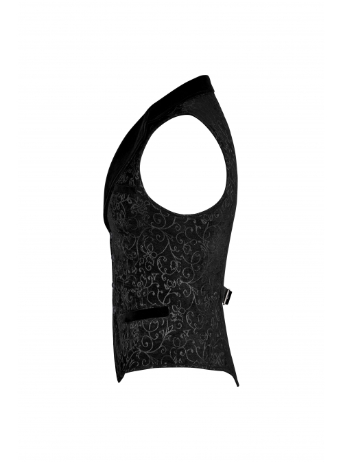 Gothic Style Exquisite Jacquard Fabric Retro Buttons Adjustable Buckle On The Back Black Men's Vest