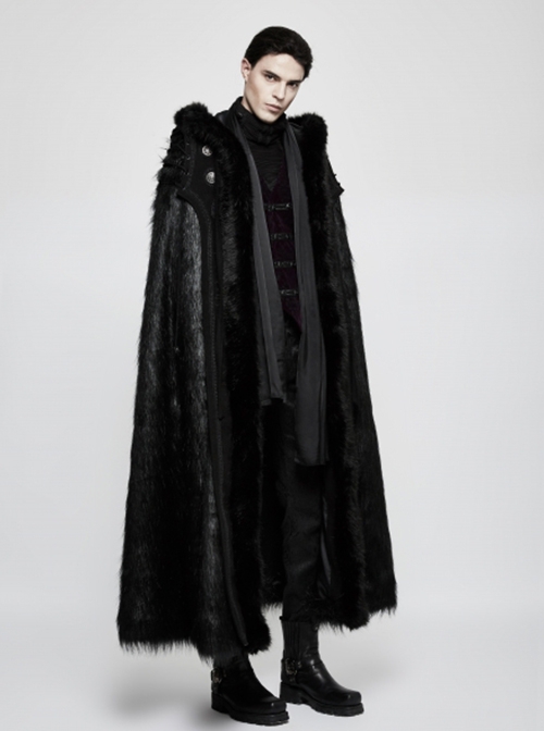 Gothic Style Imitation Wool Grass Fabric Vintage Metal Button Woven Lace Decoration Warm Black Winter Cape