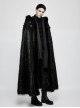 Gothic Style Imitation Wool Grass Fabric Vintage Metal Button Woven Lace Decoration Warm Black Winter Cape