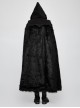 Gothic Style Imitation Wool Grass Fabric Vintage Metal Button Woven Lace Decoration Warm Black Winter Cape