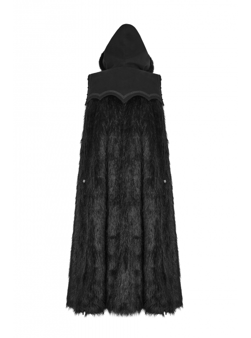 Gothic Style Imitation Wool Grass Fabric Vintage Metal Button Woven Lace Decoration Warm Black Winter Cape