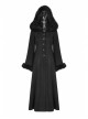 Gothic Style Exquisite Ribbon As Disc Flowers Retro Button Winter Warm Women's Black Woolen Long Hooded Coat