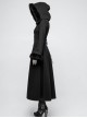 Gothic Style Exquisite Ribbon As Disc Flowers Retro Button Winter Warm Women's Black Woolen Long Hooded Coat