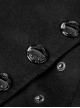Punk Style High Collar Unique Metal Button Decoration Leather Splicing Handsome Black Woolen Long Coat