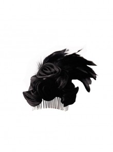 Gothic Style Elegant Rose Handmade Feather Decoration Ladies Black Sexy Headdress