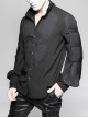 Gothic Style High Collar Ruffled Bow Tie Accordion Pleat Decoration Vintage Black Men's Long Lantern Sleeves Shirt