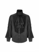 Gothic Style High Collar Ruffled Bow Tie Accordion Pleat Decoration Vintage Black Men's Long Lantern Sleeves Shirt