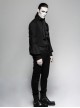Gothic Style High Collar Ruffled Bow Tie Accordion Pleat Decoration Vintage Black Men's Long Lantern Sleeves Shirt