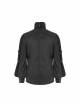 Gothic Style High Collar Ruffled Bow Tie Accordion Pleat Decoration Vintage Black Men's Long Lantern Sleeves Shirt