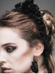 Gothic Style Exquisite Handmade Velvet Roses Decorated Black Women's Headdress