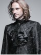 Gothic Style Handsome Lace Jacquard Lace Front Center Gorgeous Gem Embellishment Men's Black Collar