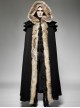 Gothic Style Gorgeous Fur Collar Shoulder Multi Layer Design Retro Male Black Winter Warm Wool Long Cape