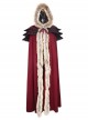 Gothic Style Luxury Fur Collar Shoulders Unique Multi Layer Design Retro Women's Red Winter Wool Hooded Long Cape