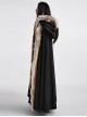 Gothic Style Warm Fur Collar Shoulder Multi Layer Design Retro Women's Black Winter Hooded Long Cape
