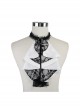 Gothic Style Handsome Lace Jacquard Lace Front Center Gorgeous Gem Embellishment Men's Black And White Collar Ornaments