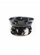 Punk Style Cool Glossy Front Spiked Metal Pattern Women's Black Leather Hat