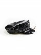 Punk Style Cool Glossy Front Spiked Metal Pattern Women's Black Leather Hat