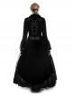 Gothic Style Retro Layered Lapel Velvet Gorgeous Long Tail Exquisite Lace Elegant Black Long Sleeves Coat