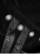 Gothic Style Vintage Pressed Leather Splicing Metal Buckle Decoration Mysterious Black Long Sleeves Coat