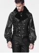 Gothic Style Elegant Lapel Flocked Pattern Exquisite Double Breasted Design Retro Swallowtail Hem Black Vest