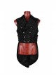 Gothic Style Elegant Lapel Flocked Pattern Exquisite Double Breasted Design Retro Swallowtail Hem Black Vest