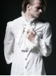 Gothic Style Gorgeous Ruffled High Collar Retro Exquisite Bow Tie Elegant White Chiffon Lantern Sleeves Shirt