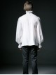 Gothic Style Gorgeous Ruffled High Collar Retro Exquisite Bow Tie Elegant White Chiffon Lantern Sleeves Shirt