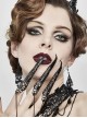 Punk Style Sexy Lace Metal Chain Splicing Finger Sleeves Front Center Diamond Decoration Ladies Adjustable Finger Chain