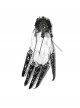 Punk Style Sexy Lace Metal Chain Splicing Finger Sleeves Front Center Diamond Decoration Ladies Adjustable Finger Chain