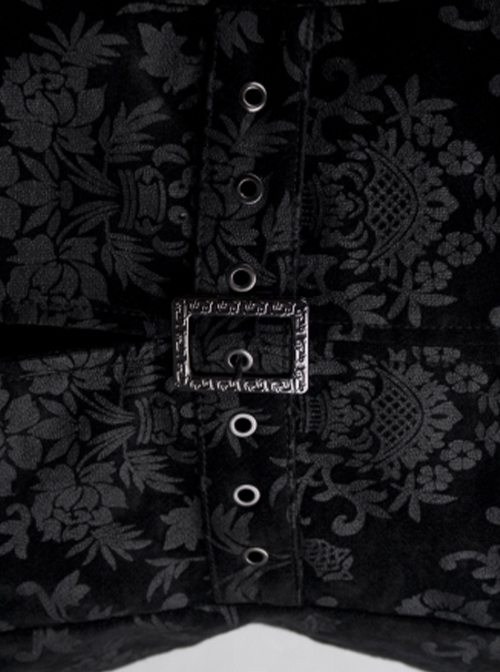 Gothic Style Exquisite Jacquard Dark Pattern Retro Metal Buckle Palace Black Gentleman Slim Vest